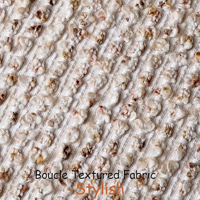 DEZENE Striped Euro Sham Pillow Covers 26x26 Set of 2 Beige Textured Boucle Chic Morden Boho Accent Farmhouse Square Decorative Couch Throw Pillow Covers for Home Decor Bed Sofa Living Room