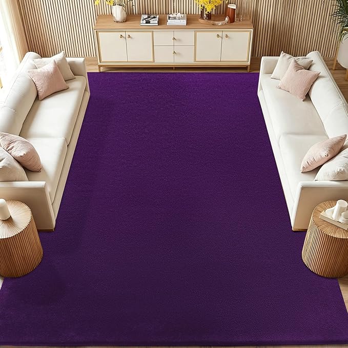qulint 6x9 Rug for Living Room, Dark Purple Large Washable Rugs for Bedroom with Thickened Memory-Foam, Modern Minimalist Solid Non Slip Carpet for Kid Room Dorm Playroom Home Decor