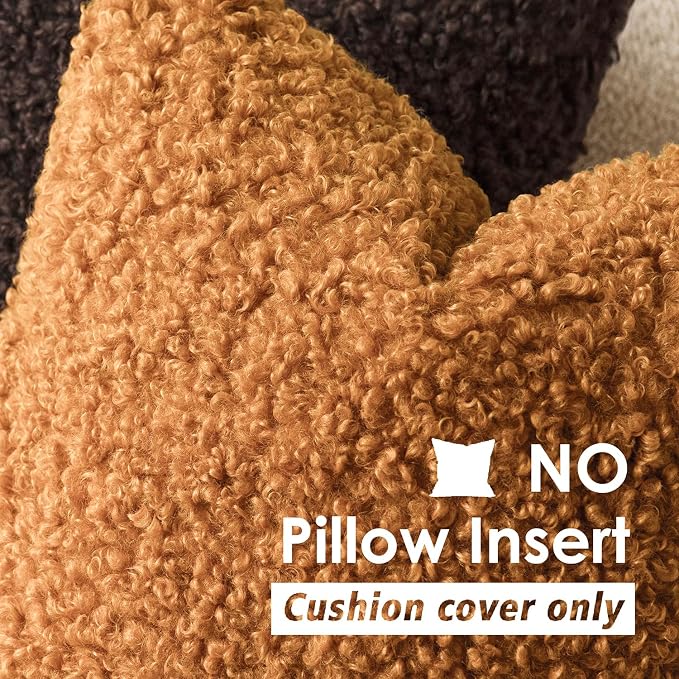 Foindtower 2 Pieces 16x16 Inch Orange, Faux Fur Throw Pillow Cover Accent Sherpa Furry Pillow Covers Fuzzy Soft Pillowcases Cozy Sheepskin Decorative Fleece Cushion Case for Bed Couch Living Room