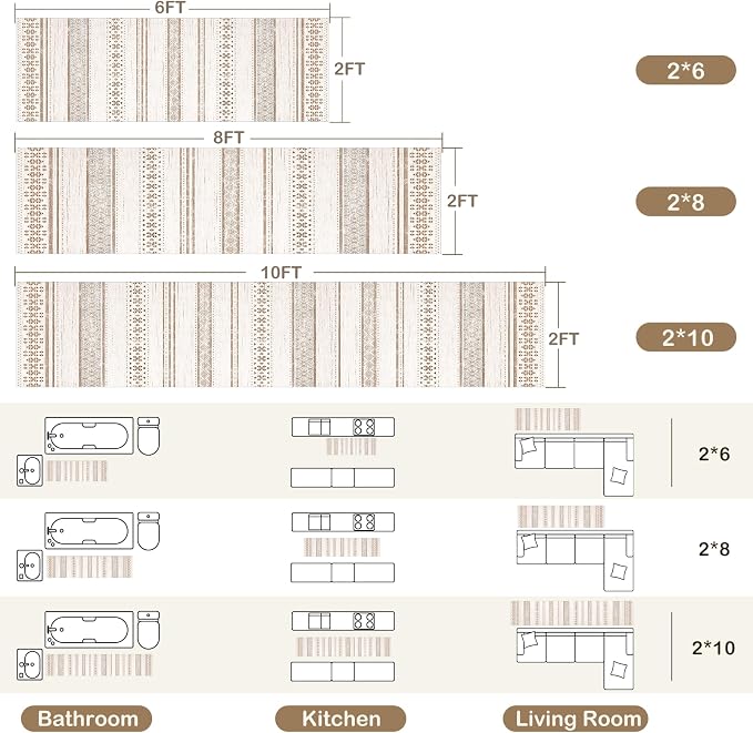 BESTSWEETIE 2x6 Area Rugs for Living Room Washable Moroccan Farmhouse Neutral Geometric Low Pile Non-Slip Soft Print Pattern Rug for Bedroom Kitchen Dining Room Entryway Cream/Brown/Pink