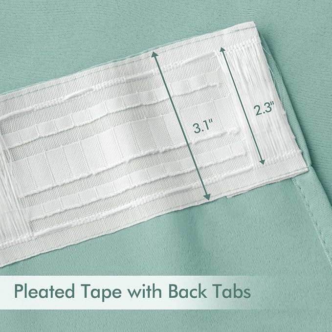 MIULEE Aqua Back Tab Blackout Curtains 102 Inch Long 2 Panels Set for Bedroom, Rod Pocket/Pinch Pleated Thermal Insulated Living Room Darkening Light Blocking Floor to Ceiling Drapes