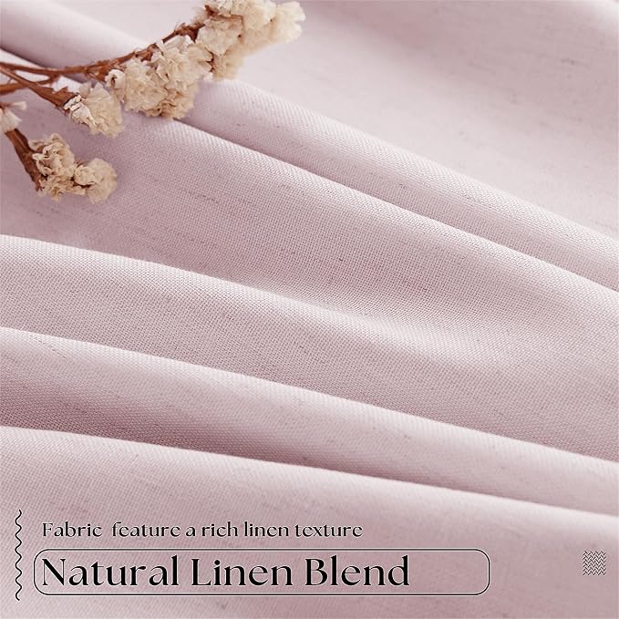 102 Inch Pink Pinch Pleated 100% Blackout Curtains for Girls Bedroom Living Room Thermal Insulated Pleated Room Darkening Light Blocking Linen 102 Inch Curtains Drape Window Panels Baby Pink Blush