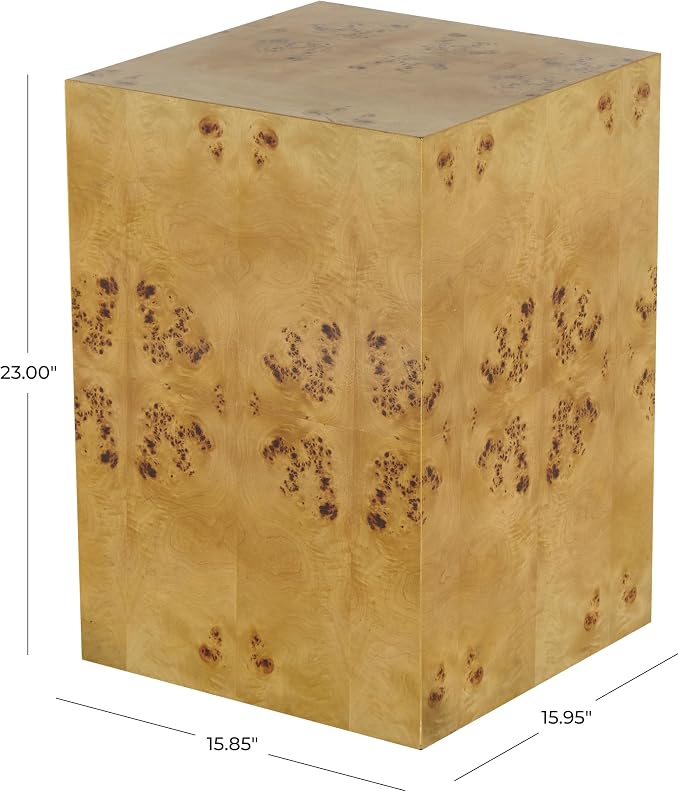 Deco 79 Wood Side End Accent Table Square Cube End Table with Wood Grain Patterns, Side Table 16" x 16" x 23", Brown