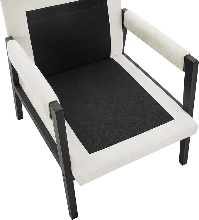 Roundhill Furniture Kelly Mid-Century Modern Chenille Upholstered Accent Armchair, White