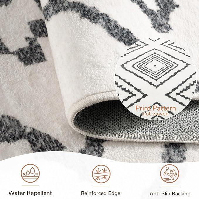 BESTSWEETIE Area Rug 8x10 Rug Machine Washable Non-Slip Low Pile Print Pattern Western Rug for Living Room Bedroom Entryway Tribal Series -Navywhite/Black