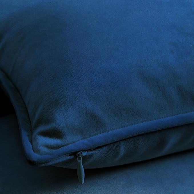 A1HC Set of 2 Luxurious Fine Soft Velvet Throw Pillow Covers Only, for Sofas, Beds, Vibrant Colors and Hidden Zipper. Enhance Your Living Space with Decorative Couch Pillow 18"x18", Royal Blue