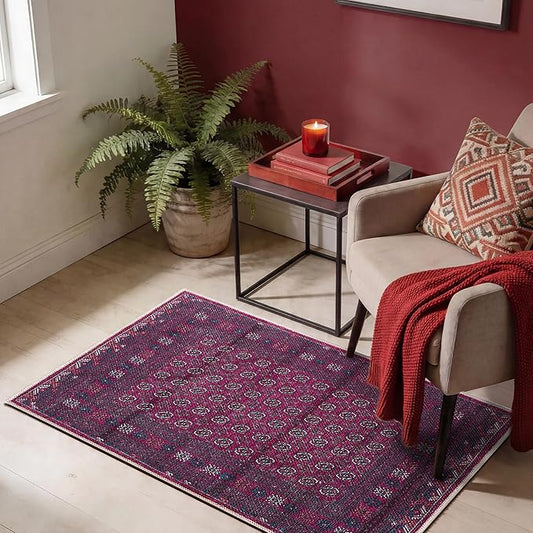 Keen Home Design 2x3 Rug - Machine Washable Entry Rug with Non-Slip Backing, Ideal for Enteryway, Kitchen, Bathroom, Laundry Room - Vintage, Easy Clean, Durable, Low Pile Rug - (2' x 3')
