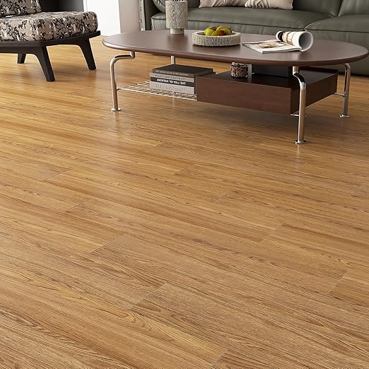 Yenhome Peel and Stick Floor Tile Brown 6"x36" Self-Adhesive Vinyl Flooring, Waterproof Wood Look Easy to Install Sticky Tiles for Kitchen, Bathroom - Durable, Brown 17 Sheet Floor Tiles