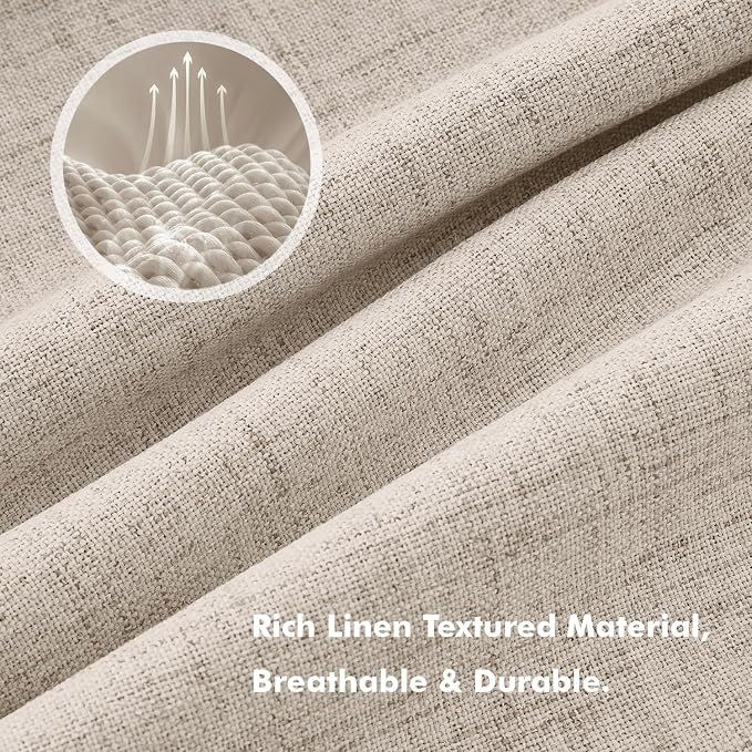 MIULEE 100% Blackout Linen Curtains for Bedroom, Taupe Solid Luxury Decor Thermal Insulation Room Darkening Drapes for Living Room Back Tab Rod Pocket 42 x 72 Inches, 2 Panels