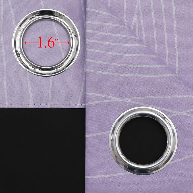 Estelar Textiler Lilac and Greyish White Ombre Blackout Curtains 54 Inch Length 2 Panels, Full Room Darkening Gradient Drapes for Bedroom, Thermal Insulated Grommet Short Curtains for Bathroom,42Wx54L