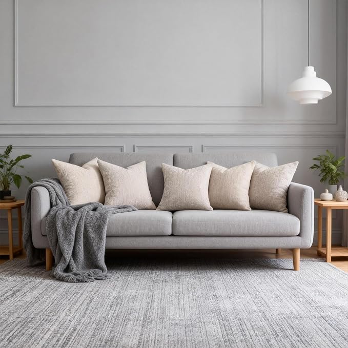 Small Throw Pillow 18x18,Couch Pillows,Velvet Throw Pillow for Bed and Couch,Set of 2,Gray