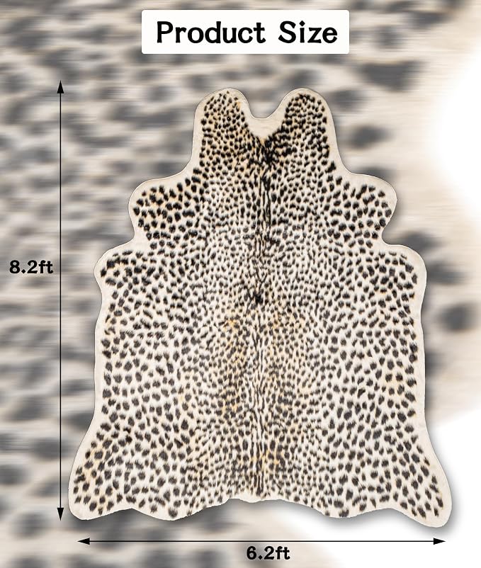 Oversized Cheetah Print Rug, Leopard Area Rug 6.2x8.2 Feet Faux Animal Print Skin Cheetah Rug for Living Room Bedroom Home Office Animal Fur Hide Mats Multicolor