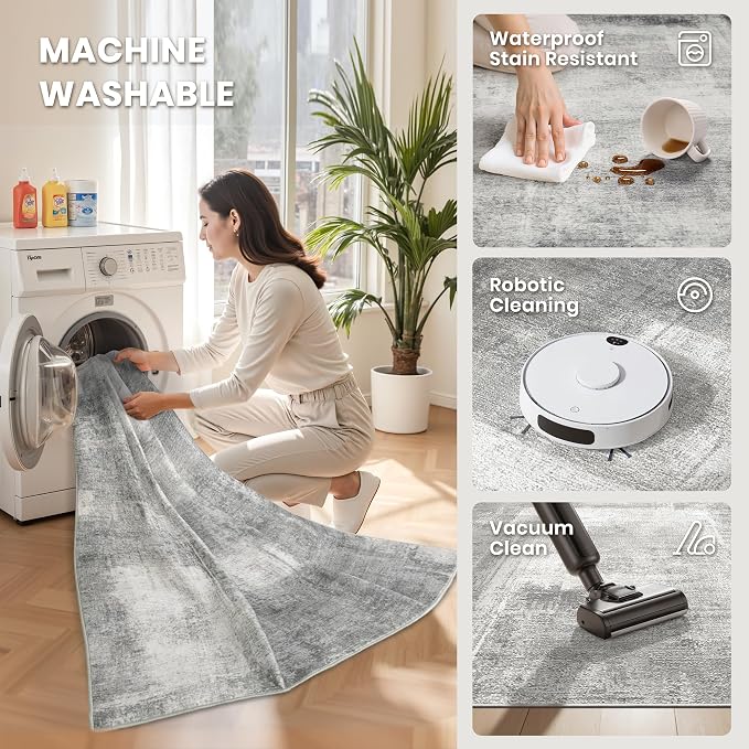 zesthome 10x12 Area Rugs - Large Modern Abstract Washable Rug, Low Pile Living Room Rug, Soft Anti-Skid Indoor Rugs, Non-Shedding Carpets for Bedroom Dining Living Farmhouse Nursery Home Office