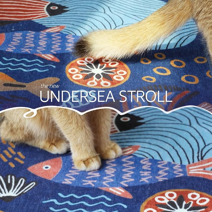 jinchan 5x7 Coastal Area Rug Kids Washable Fun Rug Colorful Ocean Fish Indoor Floor Cover Non Slip Lightweight Soft Cozy Carpet for Bedroom Nursery Playroom Daycare Living Room, Blue