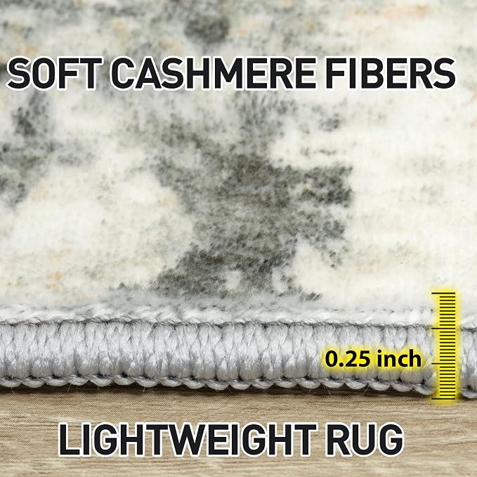 8x10 Area Rugs Washable Rug: Modern Abstract Living Room Rug Soft Anti-Skid Thin Carpet Indoor Floor Non-Shedding Carpets for Bedroom Dining Room Farmhouse Nursery Home Office Grey Brown