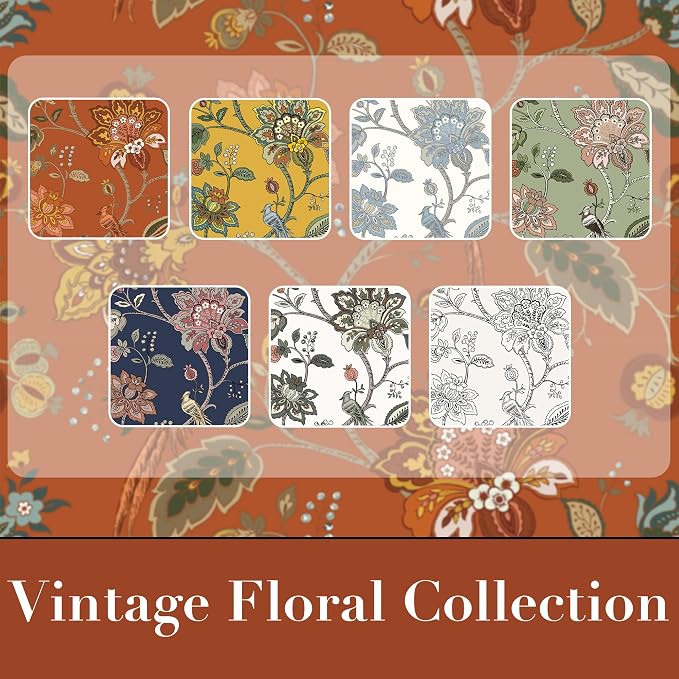Pattern Black Out Curtains 96 Inches Long 2 Panel Set Rustic Farmhouse Blackout Curtain for Living Room,Earthy Rust Orange Olive Green Boho Vintage Floral Eclectic 70s Hippie Curtains for Bedroom