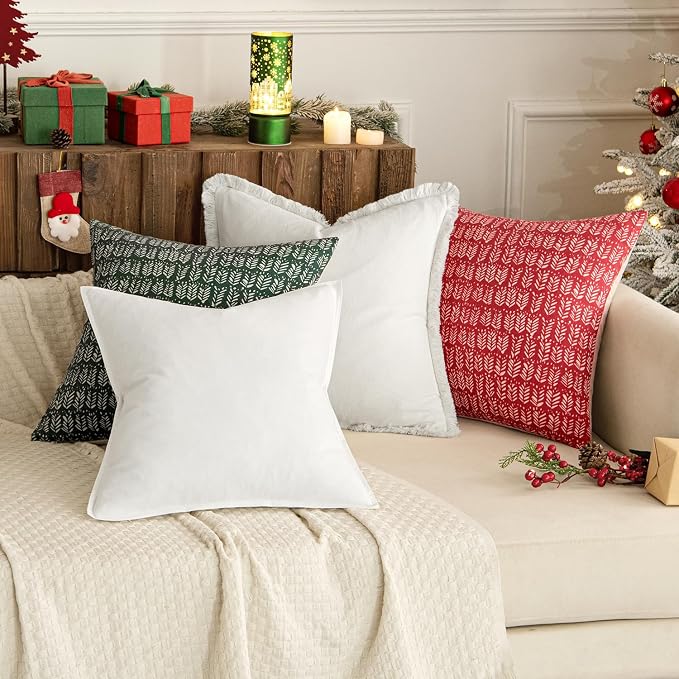MIULEE Pack of 2 Decorative Linen Pillow Covers 24x24 Inch Pure White | Boho Farmhouse Modern Soft Accent Euro Shams Throw Pillows for Bed Neutral Cushion Covers Sofa Couch Living Room Home Decor