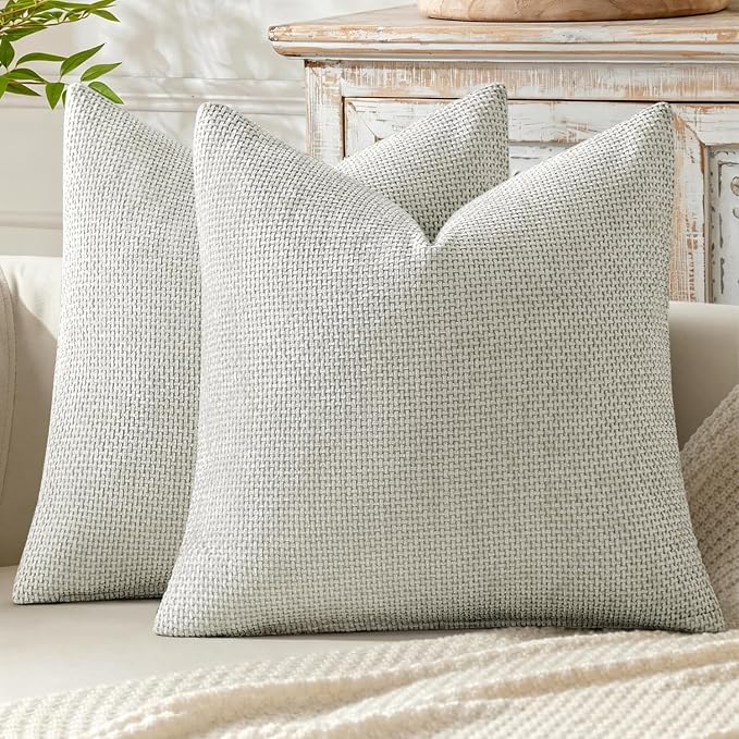 MIULEE Pack of 2 Couch Throw Pillow Covers 20x20 Inch Grey-White Modern Boho Accent Decorative Pillow Covers Soft Chenille Farmhouse Cushion Covers for Home Decor Bed Sofa Living Room
