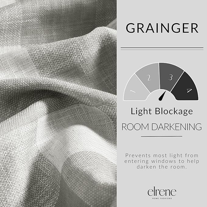 Grainger Buffalo Check Blackout Window Curtain, Gray - 52" W x 95" L