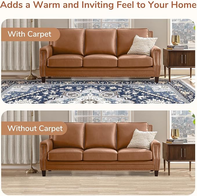OPPODREAM Soft Area Rugs 5x7, 5x7 Washable Rug with Non Slip Backing, 5 x 7 Faux Cashmere Low-Pile Carpet, Navy Blue & Gold
