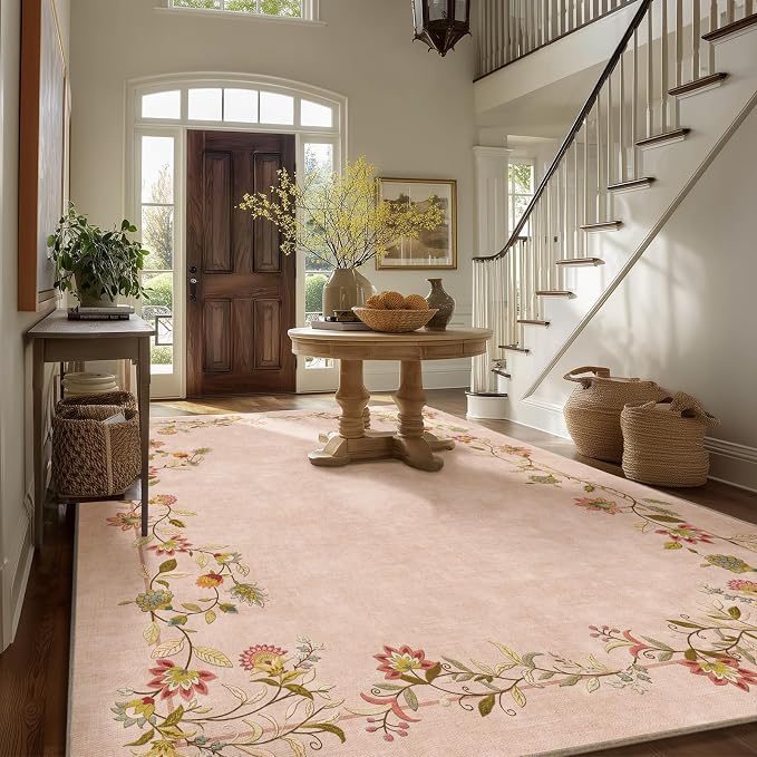 10x14 Area Rugs for Living Room: Washable Rug Stain Resistant Non Slip Low Pile Faux Wool Ultra Soft Lightweight Large Rugs for Bedroom Dining Room Under Table Rug Farmhouse Nursery Home Office