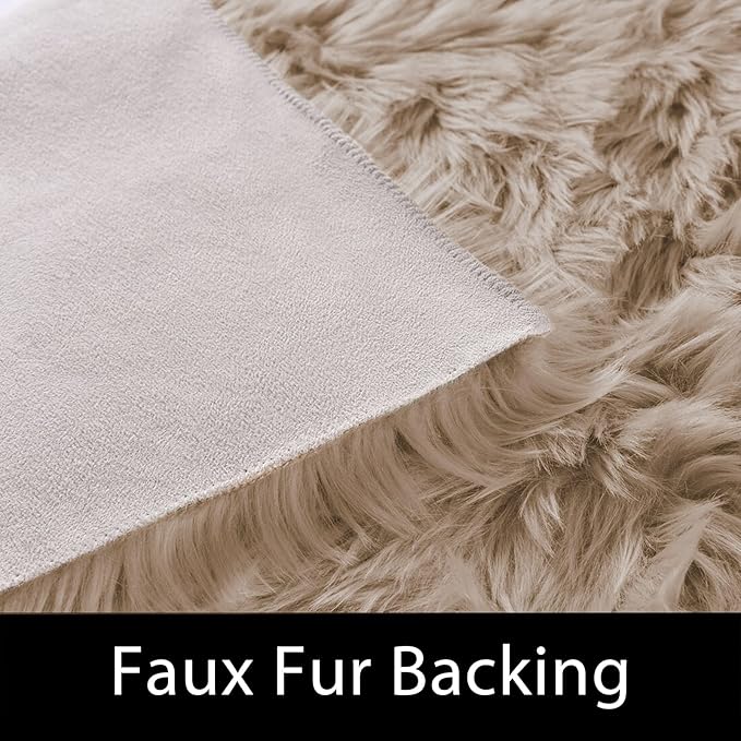 Latepis 5x8 Area Alfombras para Salas Washable Light Brown Beige Faux Fur Fluffy Shag Fuzzy Rug for Living Room Bedroom Floor Playroom Rugs Carpet Home Decor Rectangle