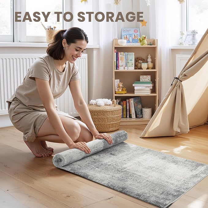 zesthome 10x12 Area Rugs - Large Modern Abstract Washable Rug, Low Pile Living Room Rug, Soft Anti-Skid Indoor Rugs, Non-Shedding Carpets for Bedroom Dining Living Farmhouse Nursery Home Office