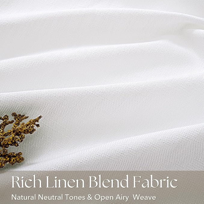 Pinch Pleated White Curtains 92 inches Long for Living Room 2 Panels Light Filtering Semi Sheer White Linen Drapes Modern Elegant Coastal Decor Aesthetic Bedroom Window Curtain Memory Shape 92 Length