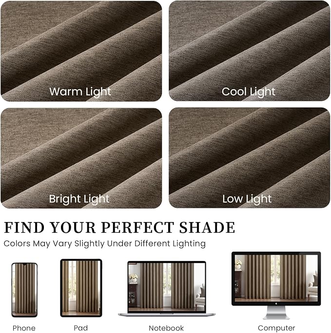 Pinch Pleated 92 Inch Curtains 2 Panels for Living Room Dark Flax Linen Curtains 92 Inches Long Pinch Pleat Drapes for Track System Light Filtering Semi Sheer Curtains for Living Room Bedroom