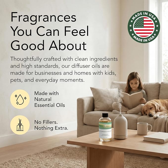Aroma Country Cucumber Melon Luxury Diffuser Oil Refill (24 Fl Oz) | Hotel-Inspired • Long-Lasting Home Fragrance • for Aromatherapy, Reed Diffusers, Diffuser Machines & Room Sprays