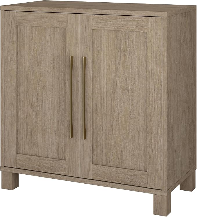Henn&Hart 28" Wooden Accent Cabinet, Modern Sideboard Buffet Cabinet with 2 Doors and an Adjustable Shelf for Living Room, Dining Room, Bedroom or Entryway, Weathered Gray