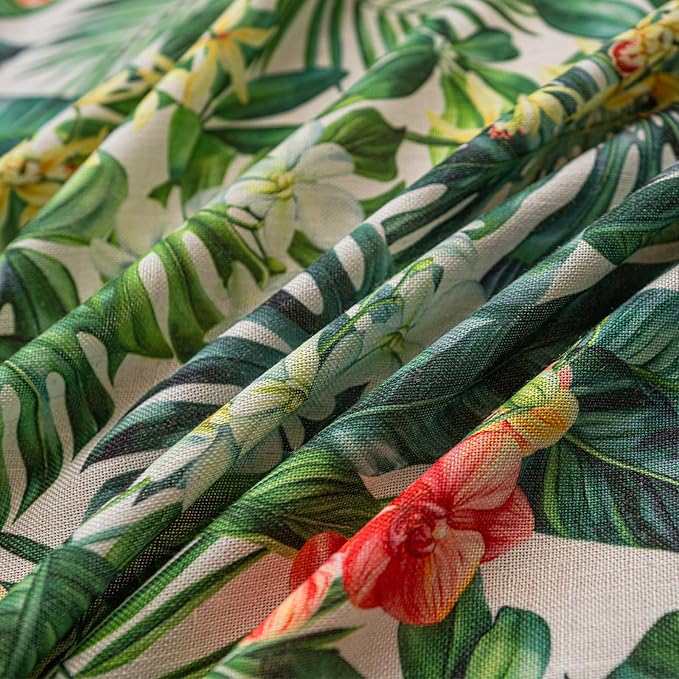 Deeprove Boho Curtains 2 Panels Set for Bedroom Living Room 63 inches Length Bohemian Light-Filtering Leaf Floral Plant Print Decorative Tropical Privacy Vintage Window Drapes 52W x 63L