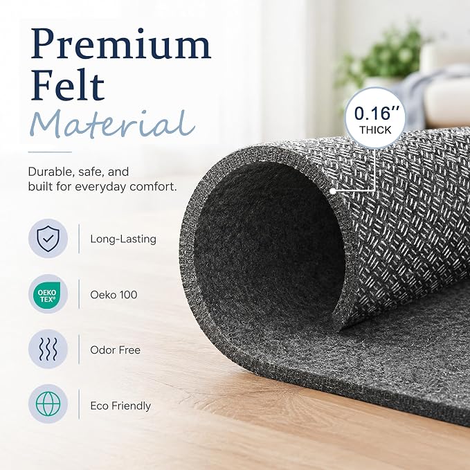 Merelax 8x10 Non Slip Rug Pad Gripper Cushioned Carpet Pads for Hardwood Floors, Thick Felt Liner with Silicone Backing, Under Area Rugs Anti Skid Mat Keep Rugs in Place and Safe