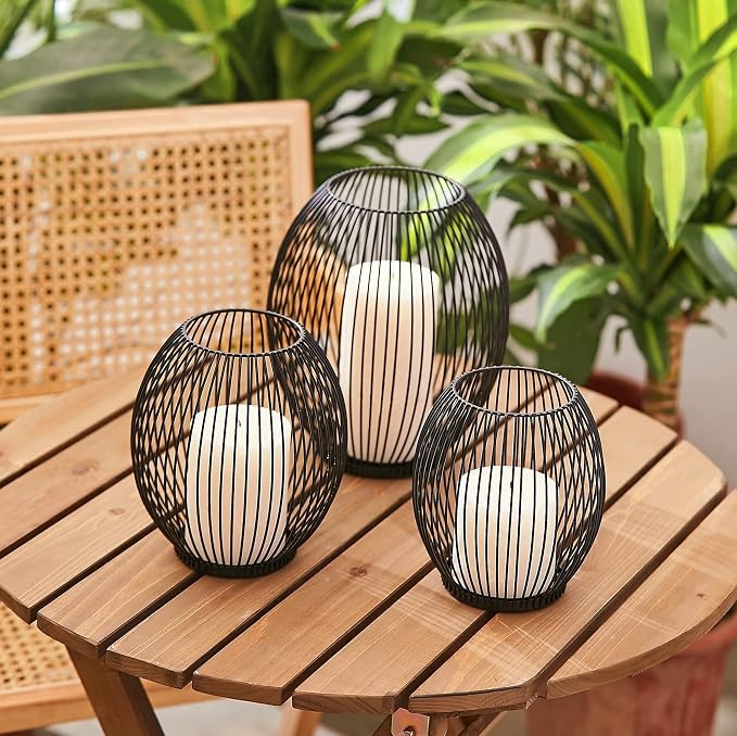 OLEEK Large Metal Candle Holder - Outdoor Lanterns for Patio - Iron Candle Holder - Decorative Candle Holders for Pillar Candles - Table Candles Holders Decor - Iron Candle Stands - Candles Holder