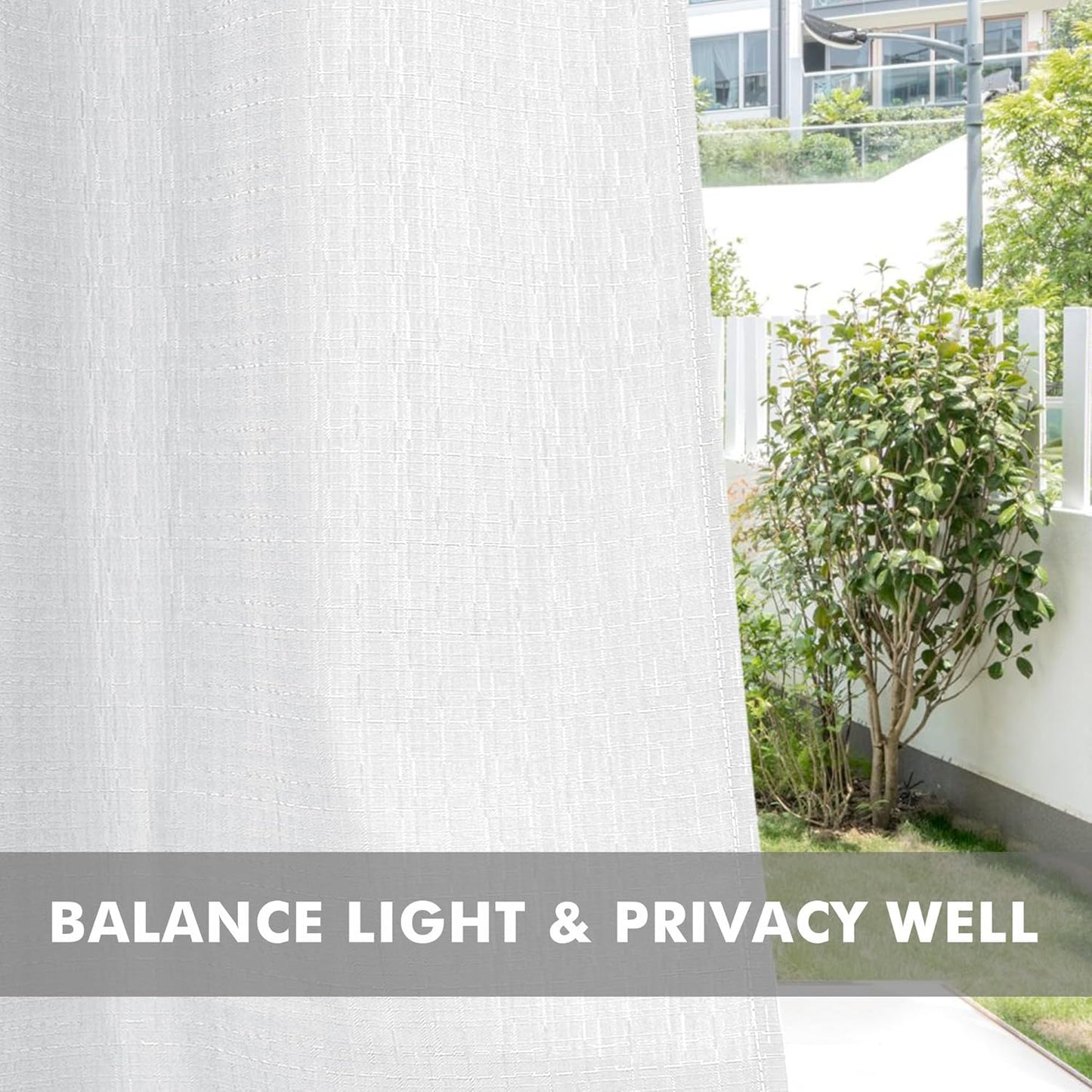 HolidayIdeas 4 Panels Linen Outdoor Curtains for Patio Waterproof White Curtains 84 Inch Length-Outside Curtains Weatherproof, Privacy for Pergola, Porch, Gazebo-54 Wide x 84" Long