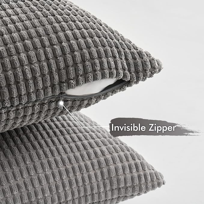 MIULEE Neutral Decorative Pillow Covers 20x20 Inch Set of 4 Modern Grey | Timeless Mid Century Throw Pillows Rustic Corduroy Couch Pillowcases Nordic Home Decor for Sofa Living Room Bed