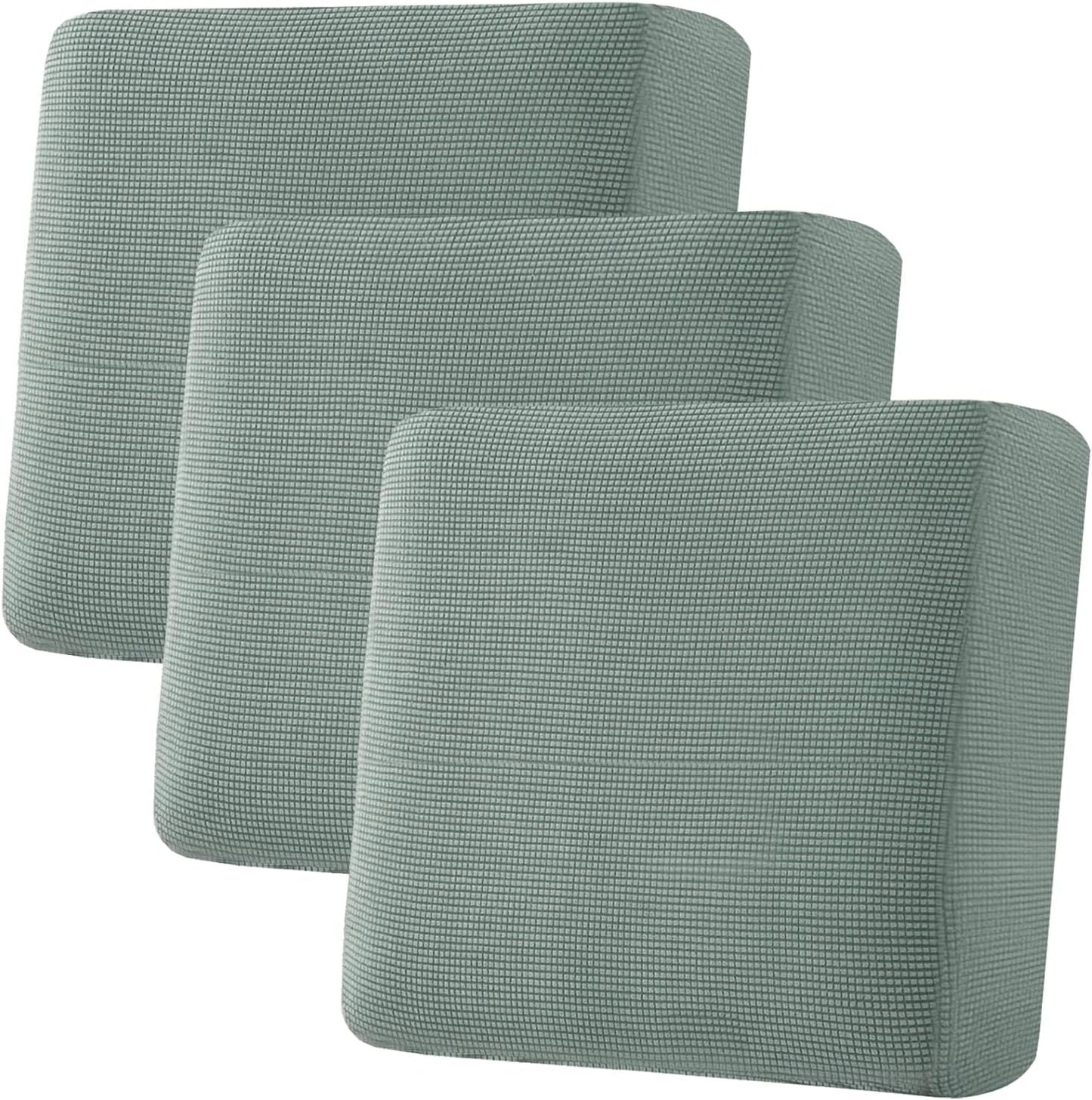 H.VERSAILTEX Super Stretch Individual Seat Cushion Covers - Sofa & Couch Cushion Slipcover Sets - Thick Jacquard Textured Twill Fabric (3 Piece XL, Sage)