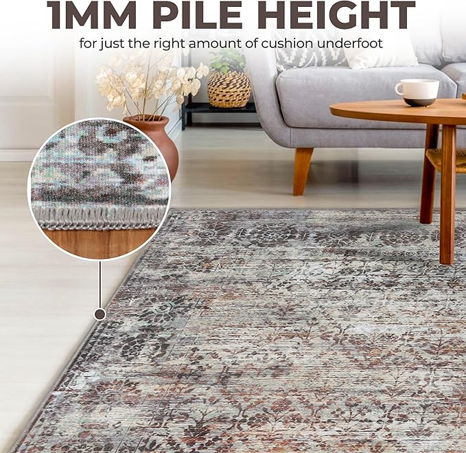 Superior Indoor Large Area Rug, Non-Slip Back, for Kids or Pets, Entry, Living Room, Kitchen, Dorm, Bedroom, Hallway, Machine Washable, Floor Cover, Diamond Lattice, Macaw Collection, 4' x 6', Ivory