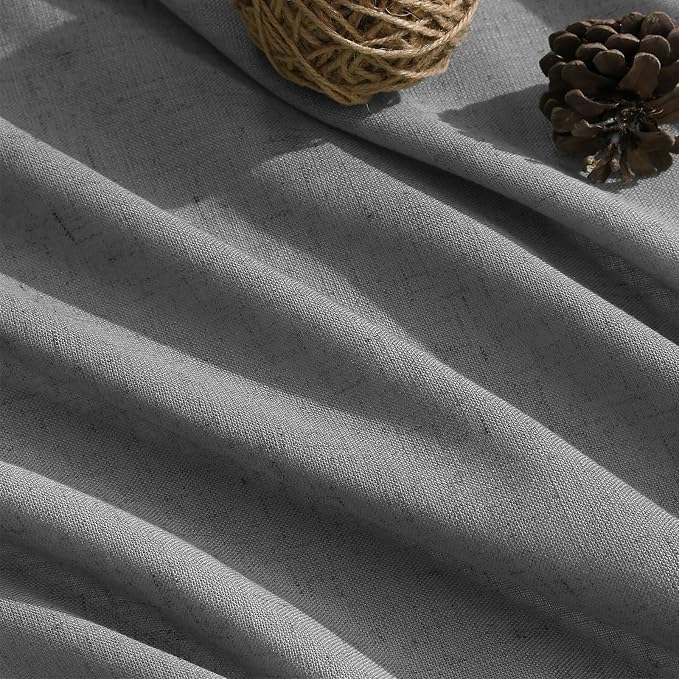 Aersas 102 Dark Grey Linen Sheer Curtains for Living Room 2 Pages Modern Neutral Light Filtering Privacy Drapes Flax Fabric Back Tab and Rod Pocket Curtain 52 Inch Width x 102 Inch Length
