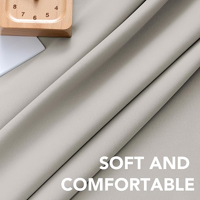 H.VERSAILTEX Blackout Curtains Thermal Insulated Window Treatment Panels Room Darkening Blackout Drapes for Living Room Back Tab/Rod Pocket Bedroom Draperies, 52 x 84 Inch, Stone, 2 Panels