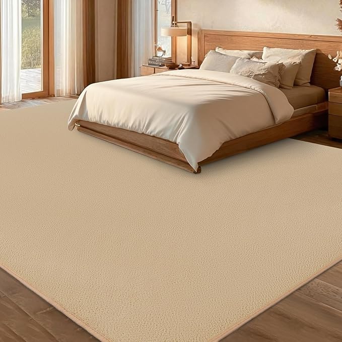 qulint 6x9 Tan Rug for Living Room, Soft Washable Bedroom Rug Modern Large Carpet with Thickened Memory-Foam, Neutral Solid Non Slip Carpet for Kid Room Dorm Playroom Home Decor