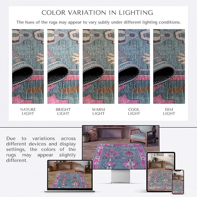 Green Pink Oushak Long Hallway Runner Rug 2'5x12' - Boho Washable Non-Slip Runner Rugs, Vintage Turkish Eclectic Extra Long Runner Rugs for Hallway Kitchen Entryway Foyer Corridor