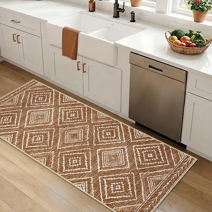 BESTSWEETIE Area Rug 2x5 Rug Machine Washable Non-Slip Low Pile Print Pattern Western Rug for Living Room Bedroom Entryway Tribal Series-Yellowbrown/Cream