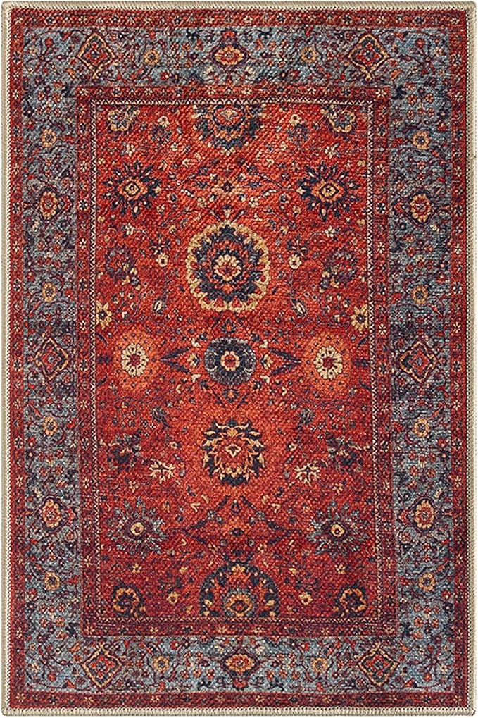 Keen Home Design 2x3 Rug - Machine Washable Entry Rug with Non-Slip Backing, Ideal for Enteryway, Kitchen, Bathroom, Laundry Room - Vintage, Easy Clean, Durable, Low Pile Rug - (2' x 3')