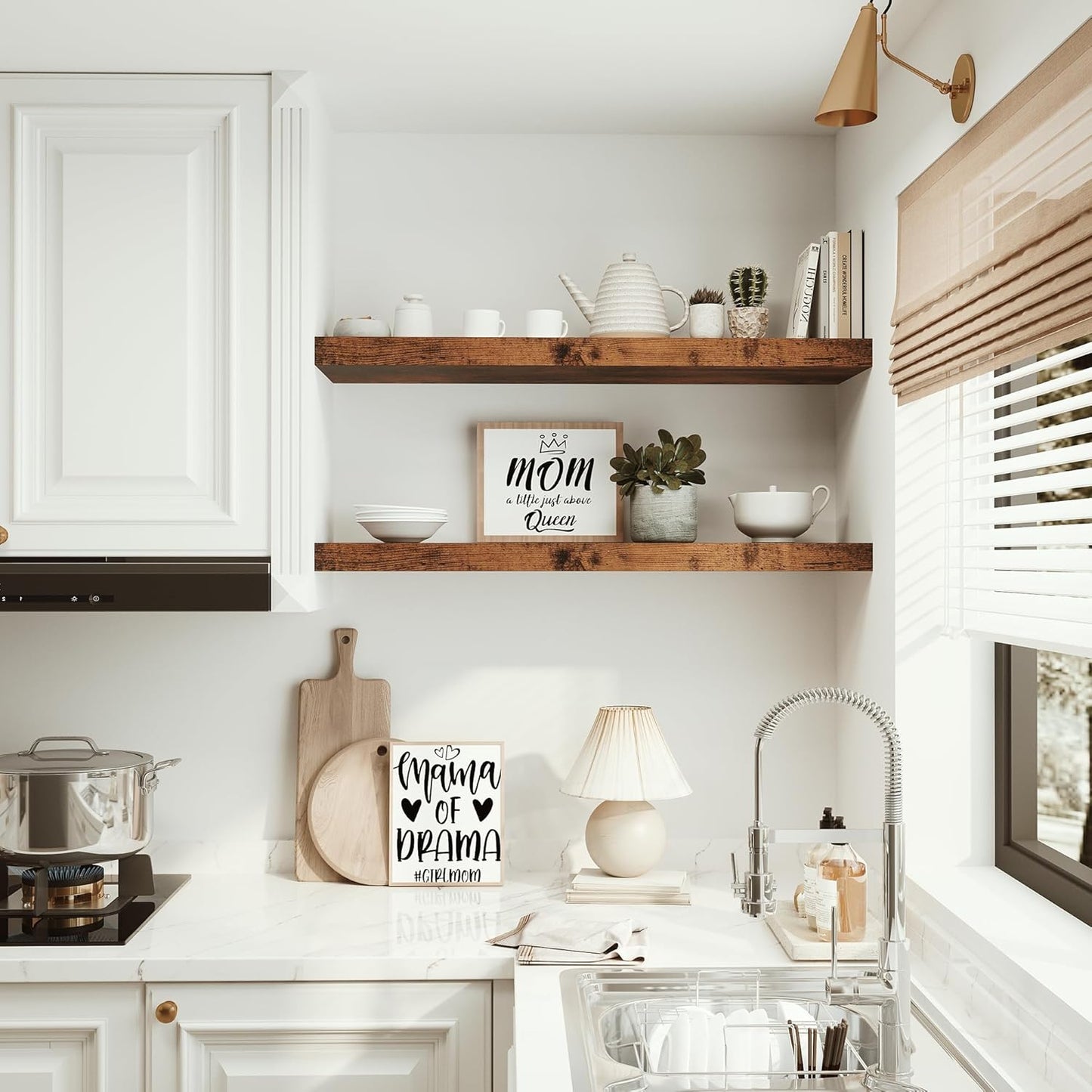 10 inches Deep Floating Shelves 36 inch Long, Sing Shelves for Wall Heavy Duty for Bedroom, Bathroom, Living Room, Kitchen, Office, Farmhouse Shelf Home Decor, Set of 1, Rustic Brown