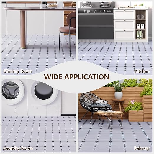 Peel and Stick Floor Tile, 30-Pack 12" x 12" Vinyl Flooring, Waterproof Self-Adhesive Luxury Vinyl Tiles, Easy DIY for Bathroom, Kitchen, Dinning Room, Cover 30 Sq. Checkered Marble