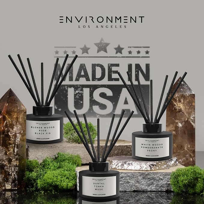 ENVIRONMENT Inspired by Designer Perfume IM L'Eau Reed Diffuser, 200ml Luxury Scented Aromatherapy (Rosewater | Peony Water | Washed Woods) Diffusers for Home, Diffusing Oil, Home Fragrance Product