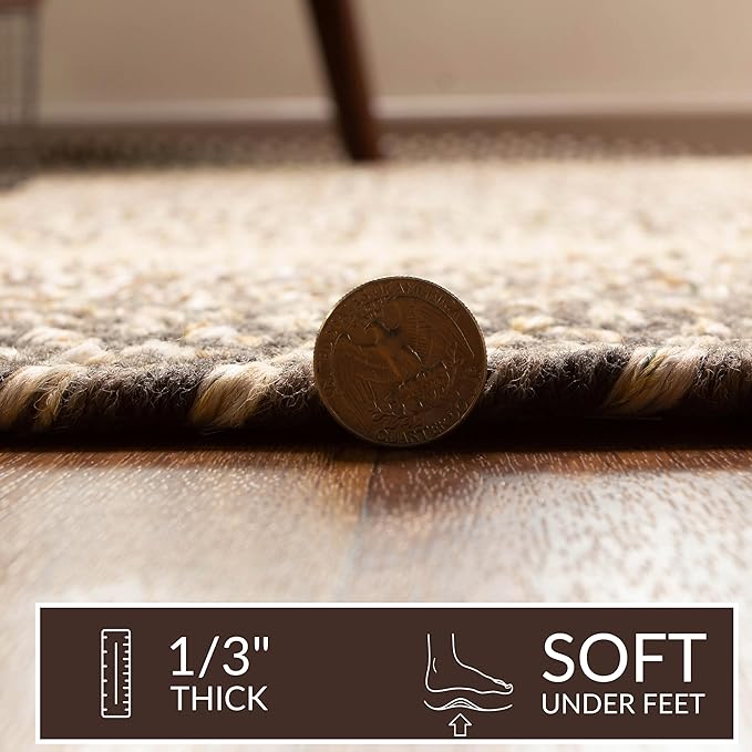 Super Area Rugs Large Braided Rugs 8X11 Farmhouse Living Room Rug - Ridgewood Braided Rug for Bedroom - Reversible Woven Rugs - Indoor/Outdoor - Made in USA - Brown Velvet/Beige, 8' X 11' Oval