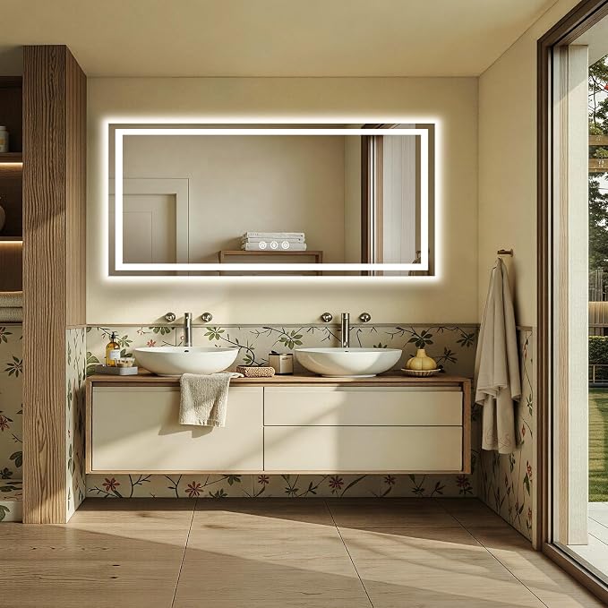 72X36 LED Bathroom Mirror with Lights, Anti-Fog, Backlit + Front Lit, Lighted Bathroom Vanity Mirror for Wall, Memory Function, Dimmable, Tempered Glass, Shatter-Proof