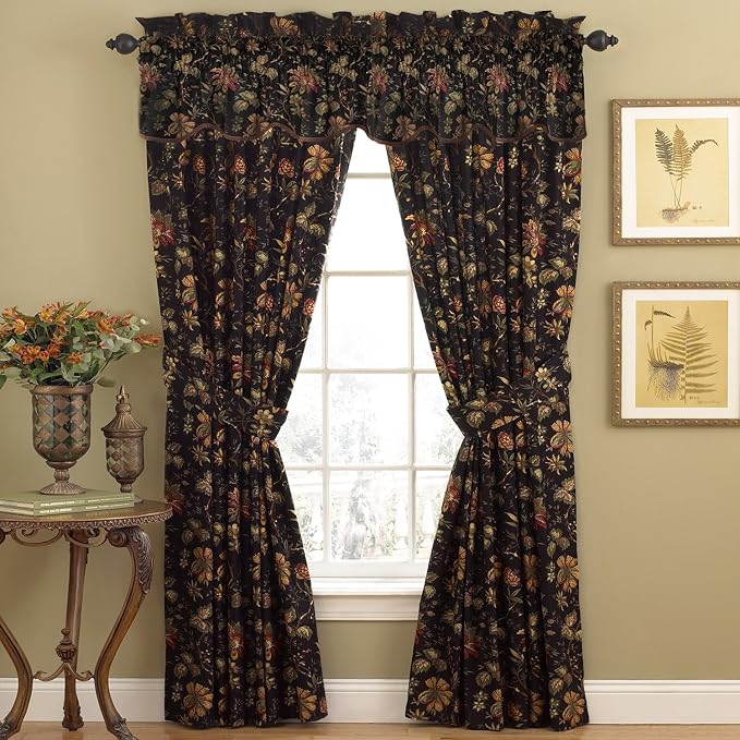 Waverly Felicite Noir Window Panel - 100% Cotton Sateen - 50" X 84"